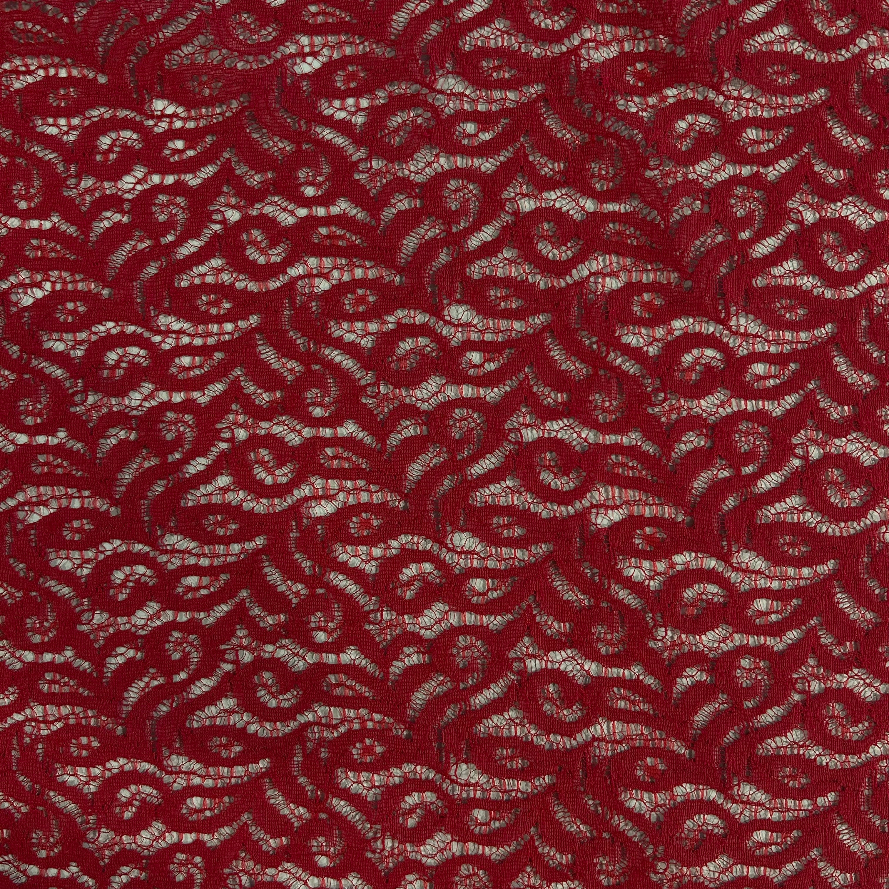 Scarlet Red Paisley Lace