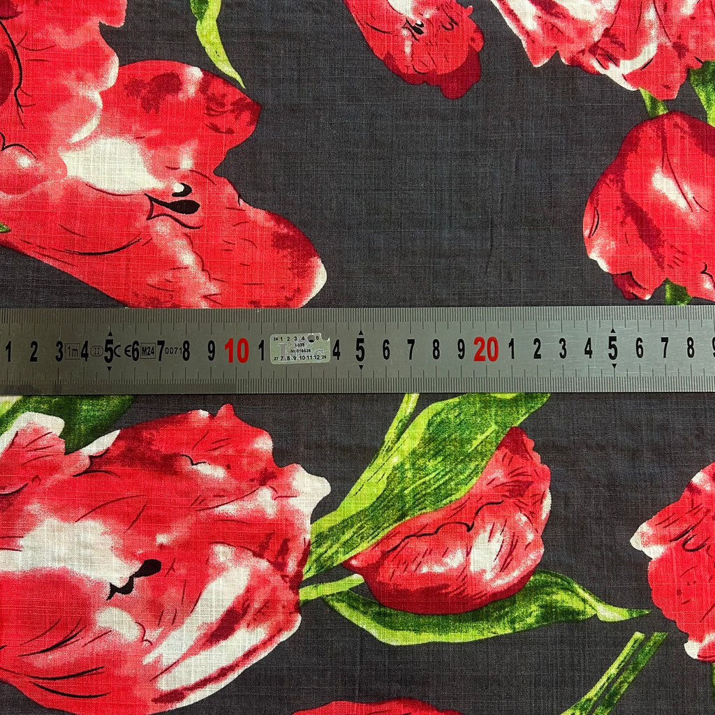Red Tulips on Dark Gray
