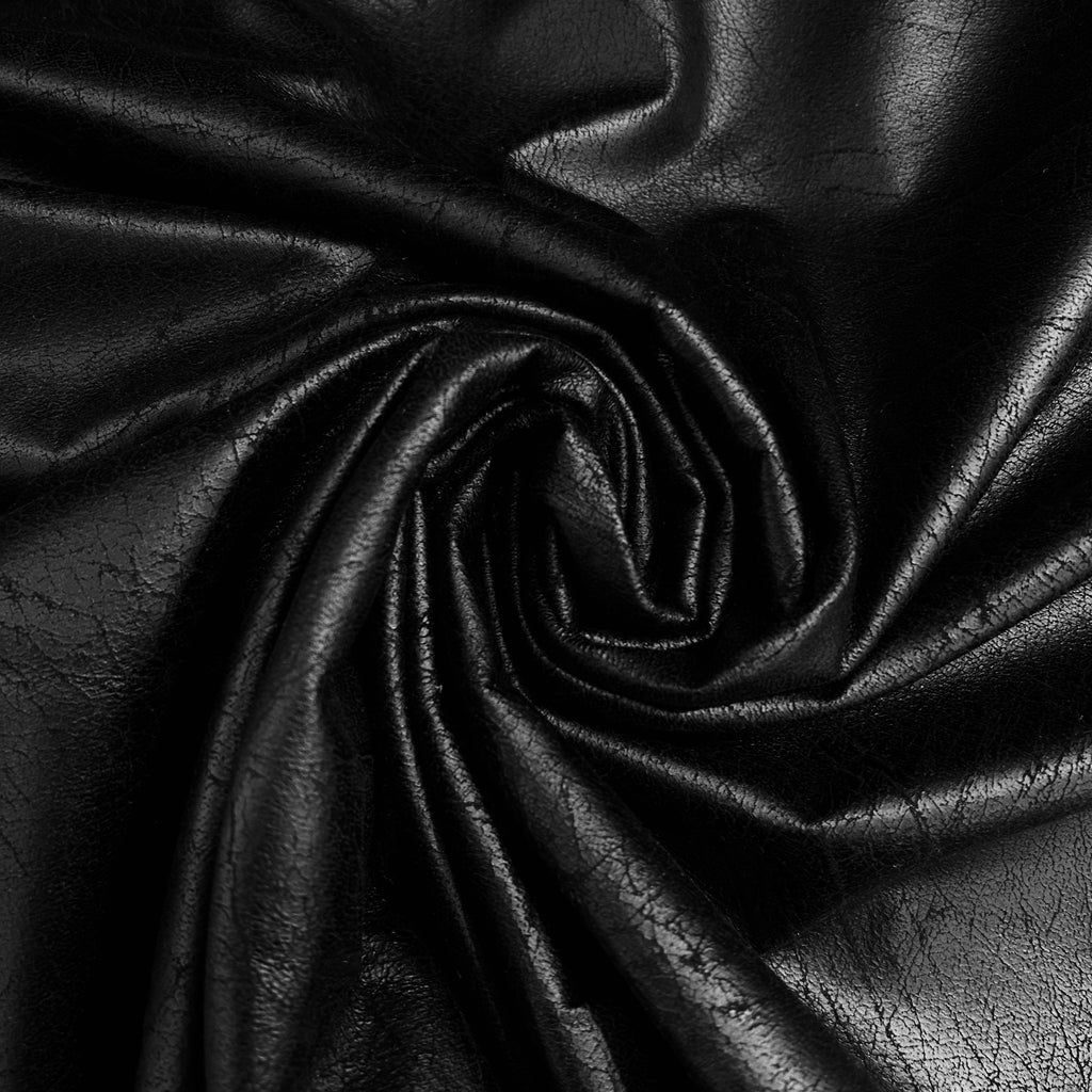Black waterproof faux leather with a vintage crackle effect